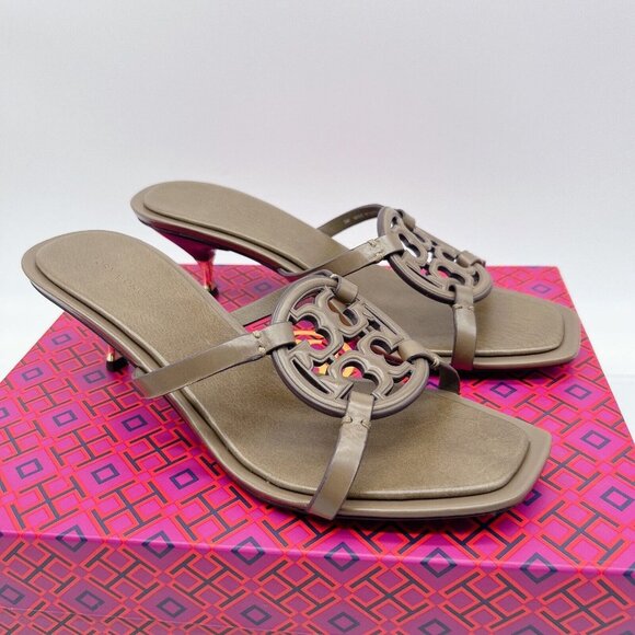 Tory Burch Miller Bombé 55mm Low Heel Sandal Toasted Sesame Brown Leather US 9 - Picture 5 of 13